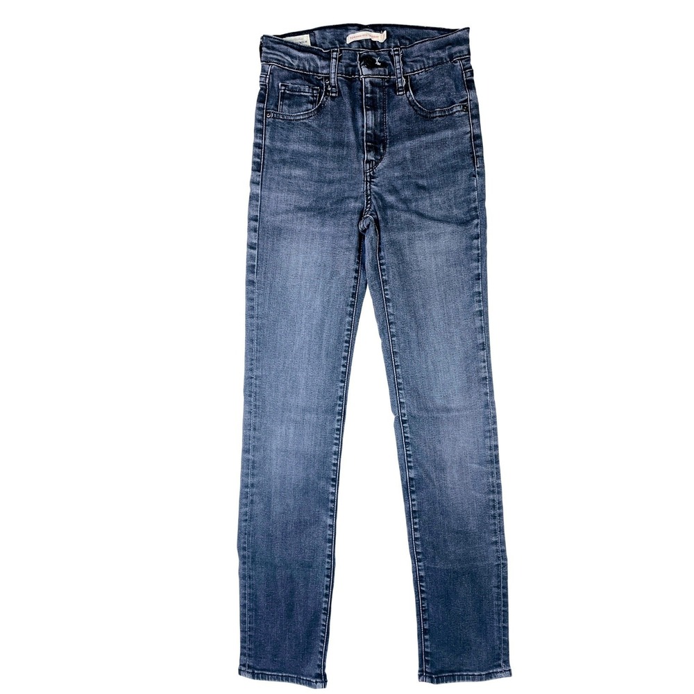 Levis 724 High Rise Straight Jeans Womens 23 Gray Washed Denim Stretch Pants